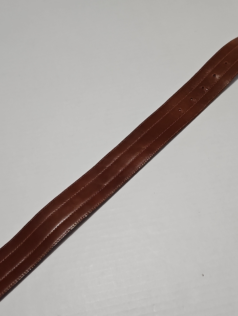 Cipriani Italian Saddle Leather Brown Wide Belt with Contrast Stitching Size M - Picture 3 of 9